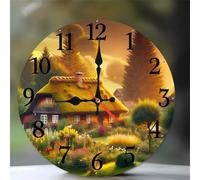 Horloge Murale Maison des Plantes 40cm, Moderne Silencieuse Pendule Murale, Arabes Chiffres Pendules Murales Facile à Lire, horloge murale Ronde pour Décoration de Cuisine Salon Chambre Bureau