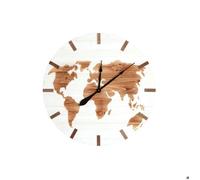 Horloge murale - Mappemonde - Bois - Ø 74 cm - Décoration murale - Mixte