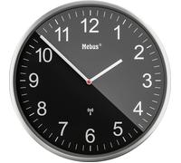 Horloge murale Mebus 19578 radiopiloté(e) 30 cm argent mécanisme d'horloge silencieux