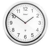 Mebus Horloge Murale Radio-pilotée 26 cm, silencieuse, Cadre argenté, Cadran Blanc, modèle 19809 - Facile à Lire et élégante