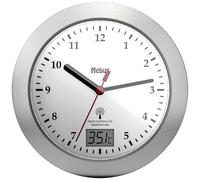 Horloge murale Mebus 41124 radiopiloté(e) 17 cm x 60 mm argent pour salle de bain / pièce humide