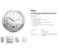 Horloge murale Mebus 41964 à quartz aluminium pour salle de bain / pièce humide