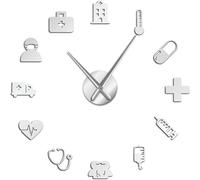 Horloge Murale Médecine Soins De Santé Ambulance Outils Médicaux Grande Horloge Murale Bricolage Effet Miroir Acrylique Autocollants Muraux Hôpital Clinique Décor