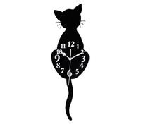 Horloge murale mignonne - Horloge murale | Conception de chat avec queue pivotante, fonctionnant sur batterie | Conception décorative en forme de chat avec queue pivotante pour dortoirs, hôtels,