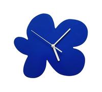 Horloge murale minimaliste moderne Klein bleue à fleurs irrégulières - Horloge murale décorative à piles pour salon, chambre, bureau, couloir, vitrine