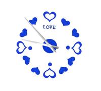 Horloge murale moderne 3D 130 cm coeurs bleus