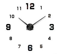 Horloge murale moderne 3D avec chiffres en acrylique réfléchissants, taille personnalisable, horloge décorative pour la maison et le bureau (noir)