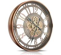 Horloge Murale Moderne à Engrenages Mobiles, à Piles, décorative Unique pour la Maison, Le Bureau, la Cuisine, Le Salon, Le Bureau, la Chambre (cuivre Rouge Arabe, 76 cm/30 Pouces)