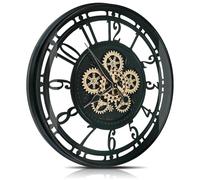 Horloge Murale Moderne à Engrenages Mobiles, Fonctionne à Piles, Horloge décorative Unique pour la Maison, Le Bureau, la Cuisine, Le Salon, Le Bureau, la Chambre (Noir Or Arabe, 53