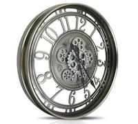 Horloge Murale Moderne à Engrenages Mobiles, Fonctionne à Piles, Horloge décorative Unique pour la Maison, Le Bureau, la Cuisine, Le Salon, Le Bureau, la Chambre (Gris Bronze Arabe