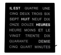 Horloge murale moderne à mots lumineux Couleur : Noir