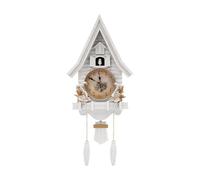 Horloge murale moderne avec coucou, horloge à coucou en forme de maison blanche, horloge murale à batterie, avec repitement des heures, contrôle du volume, mode nuit, mouvement silencieux pour salon
