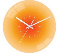 Horloge murale moderne dégradé coucher de soleil | Design créatif en verre | Silencieux et sans tic-tac | 30 cm | Décoration tendance pour la maison ou le bureau | Forme ronde unique avec ton orange
