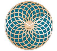 Horloge murale moderne en bois NeXtime turquoise 50cm Mécanisme silencieux