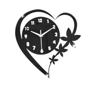 Horloge Murale Moderne en Forme de cœur, décorative, silencieuse et créative, idéale pour Un Studio, Un Salon, Une Cuisine, Un Bureau ou Une Chambre (Noir)