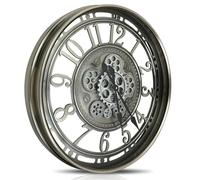 Horloge Murale Moderne en métal avec véritables Engrenages Mobiles, Horloge décorative Unique pour Salon, Maison, Bureau, Cuisine, Salon, Bureau, Chambre (Gris Bronze Arabe, 70 cm/