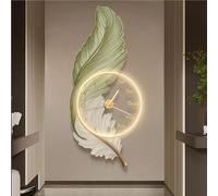 Horloge Murale Moderne en Plumes, décoration d'entrée Luxueuse, peintures murales en Acrylique pour Couloir avec horloges Face à l'entrée (Vert, très Grand)