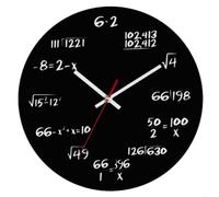 Horloge murale moderne Equation, 30 x 30 cm, design mathématique, horloge murale pour mur à piles, fonctionnement silencieux pour enseignants et bureau à domicile (6 x 2 en bas noir)