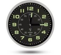 Fishtec - Horloge Murale Moderne - Fond Noir Grands Chiffres Aiguilles Colorées Double Cadran Lisible Radiopilotée RCC Ø30 Cm