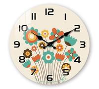 Horloge Murale Moderne Florale, silencieuse, alimentée par Batterie, adaptée à la Salle de Bain, à la Chambre à Coucher, à la Cuisine, décorative pour la Cuisine, Le Salon, Le Bure