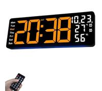 Horloge Murale Moderne Grand écran numérique avec télécommande, température, Heure d'été, variateur d'intensité, décorative, 17,3 Pouces, pour Cuisine, Salon, Bureau, Chambre (Oran