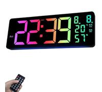 Horloge Murale Moderne Grand écran numérique avec télécommande, température, Heure d'été, variateur d'intensité, décorative, 17,3 Pouces, pour Cuisine, Salon, Bureau, Chambre (RVB)