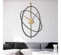 Horloge murale moderne, grande horloge murale avec pointeur en métal, silencieuse, sans tic-tac, pour salon, décoration d'intérieur, chambre, cuisine, bureau, 41,9 x 70,9 cm (27,9 pouces), noir et or