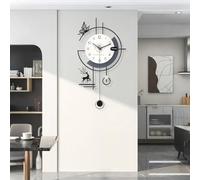 Horloge murale moderne - Horloge à pendule minimaliste, silencieuse, sans tic-tac, alimentée par piles - Art décoratif exquis de style nordique pour salon, cuisine, chambre à coucher, bureau