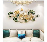 Horloge murale moderne, horloge à quartz silencieuse sans tic-tac pour décoration d'intérieur, motif feuille de ginkgo pour salon et chambre à coucher