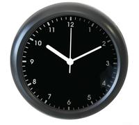 Horloge murale moderne pour salle de bain étanche à l'eau et à la poussière avec mécanisme auto-amorçant, aucun outil nécessaire (noir)