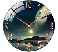 Horloge Murale Moderne Silencieuse 30cm Verre Salon Cuisine Merveilles Mer