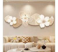 Horloge murale moderne texturée florale avec mouvement silencieux, grande sculpture pour salon, chambre à coucher, bureau à domicile