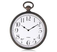 Horloge Murale Montre Gousset Ø 30 cm - Vintage - Pour la Cuisine, Bureau, Salon... - Grands Chiffres - Noir & Cuivre