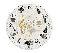 Horloge murale musicale moderne en forme de e sol, guitare piano sans or, horloge murale silencieuse pour salon, salle de bain, couloir, entrée, décoration 39 x 29 cm