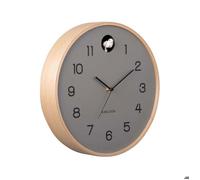 Wall Clock Natural Cuckoo Birch Wood Mouse Grey