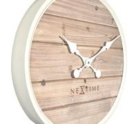 Horloge murale NeXtime Plank bois naturel/blanc Ø 50 cm