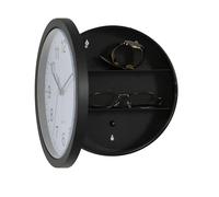 Horloge murale noire avec porte pour rangement secret, coffre caché pour ranger vos objets de valeur