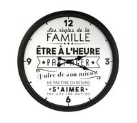 AltoBuy Horloge Murale Noire et Blanche Ø50cm Règles de Famille - Family