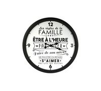 Horloge Murale Noire et Blanche Ø50cm "Règles de Famille" - FAMILY - ALTOBUY Noir