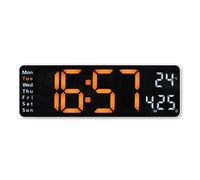 Horloge murale num. "Santa Cruz", therm., grd écran, télécommande, blc