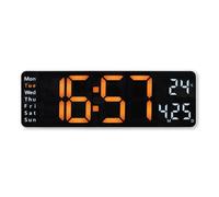 Horloge murale num. ""Santa Cruz"", therm., grd écran, télécommande, blc