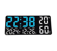 Horloge murale numérique 13 77 LED pour bureau, chambre à coucher, salon, avec grand écran, double alarme, calendrier numérique, moniteur de température et d'humidité, chronomètre et minuterie (B)