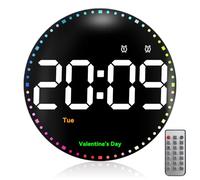 Horloge Murale Numérique, 25 cm Grande Horloge Numérique 12/24H 7 Couleurs Luminosité Réglable Horloge Murale Horloge Numérique avec Minuterie Compte à Rebours Date Et 2 Alarmes pour Salon, Gym