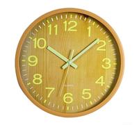 Horloge murale numérique 30 cm avec lueur nocturne lumineuse et mouvement de balayage silencieux en imitation grain de bois pour décoration d'intérieur moderne (B)