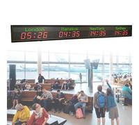 Horloge murale numérique à 4 villes LED pour bureau, maison, salon, école, entreprises multinationales, hôtels 5 niveaux de réglage de la luminosité