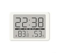 Horloge murale numérique à grand écran avec capteur de température et d'humidité alimentée par piles pour une utilisation en intérieur à la maison ou au bureau (blanc)