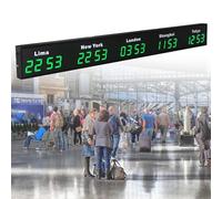 Horloge murale numérique à LED avec fuseaux horaires multiples, 3/4/5 villes, pour entreprises multinationales, hôtels, entreprises, aéroports
