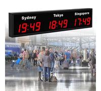 Horloge murale numérique à LED avec fuseaux horaires multiples, 3/4/5 villes, pour entreprises multinationales, hôtels, entreprises, aéroports