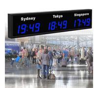 Horloge murale numérique à LED avec fuseaux horaires multiples, 3/4/5 villes, pour entreprises multinationales, hôtels, entreprises, aéroports