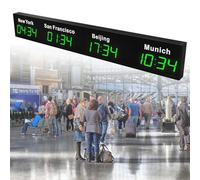 Horloge murale numérique à LED avec fuseaux horaires multiples, 3/4/5 villes, pour entreprises multinationales, hôtels, entreprises, aéroports
